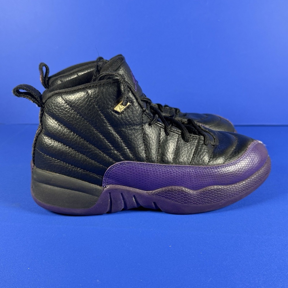 Nike Air Jordan 12 Retro Shoes Youth 2.5Y Black Purple Basketball Sneakers‎ Lace - Picture 6 of 12